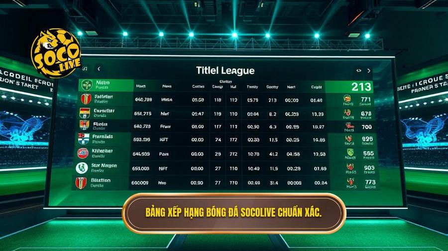 Bảng xếp hạng bóng đá Socolive chuẩn xác.
